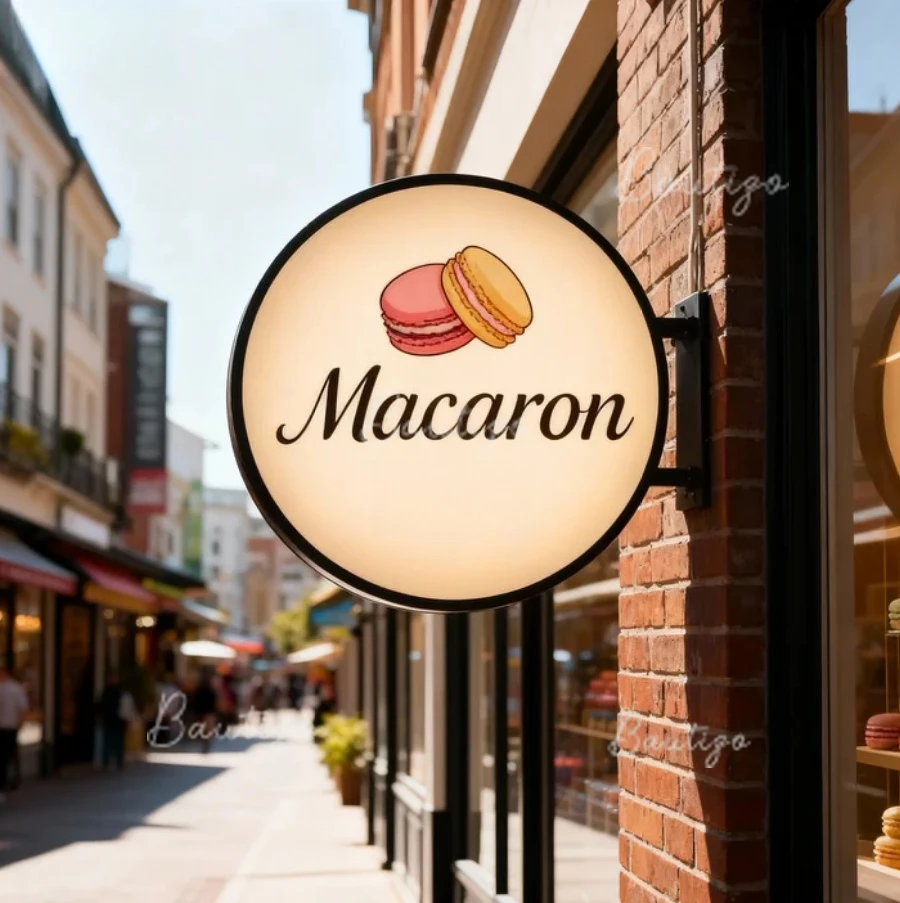 Exterior Double Sided Sign Light Box Store Front Outdoor Decoration Blade Illuminated Round Advertising Custom Logo Led Neon