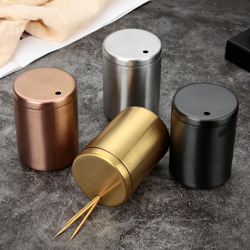Stainless Steel Toothpick Holder Portable Fall Resistant Dental Floss Storage Container Home Table Decor Toothpick Box【Homeclub】