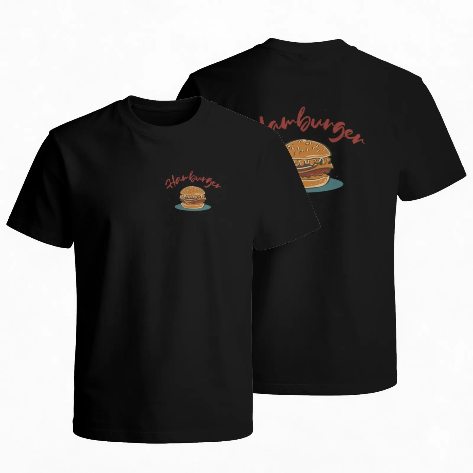 

Hamburger Graphic Tee Cotton Crew Neck Short Sleeve T-Shirt Foodie Daily Wear Casual Style