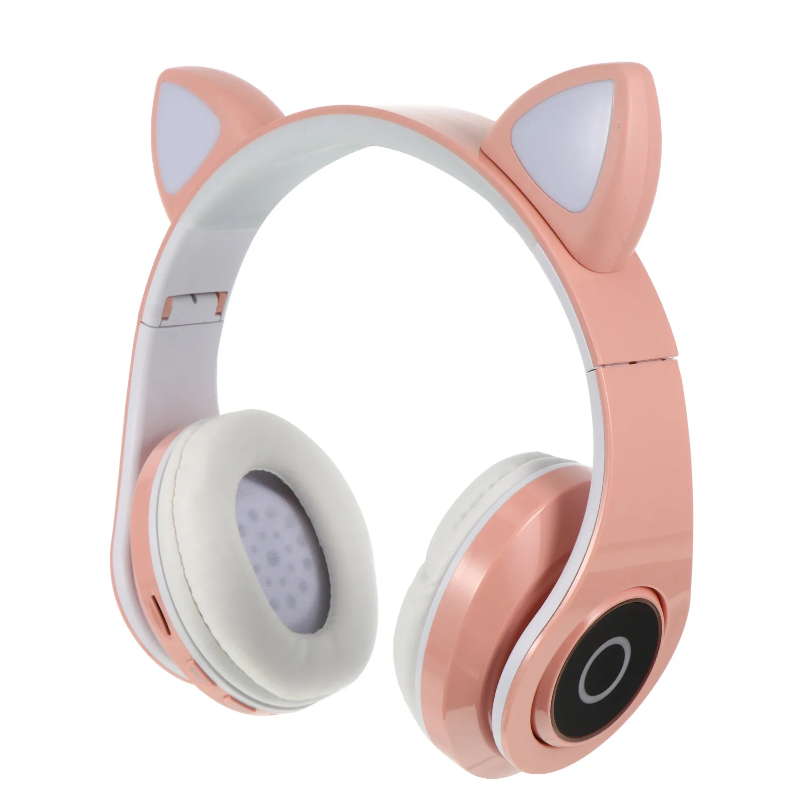 

1 Pcs Pink Cat Ear Wireless Headset Foldable Glowing Over Ear Headphone For PC Laptop