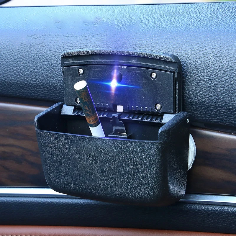 Car Ashtray With Led Lights Universal Auto Cigarette Smokeless Multi-function Car Supplies Portable AshTray With Cover Creative