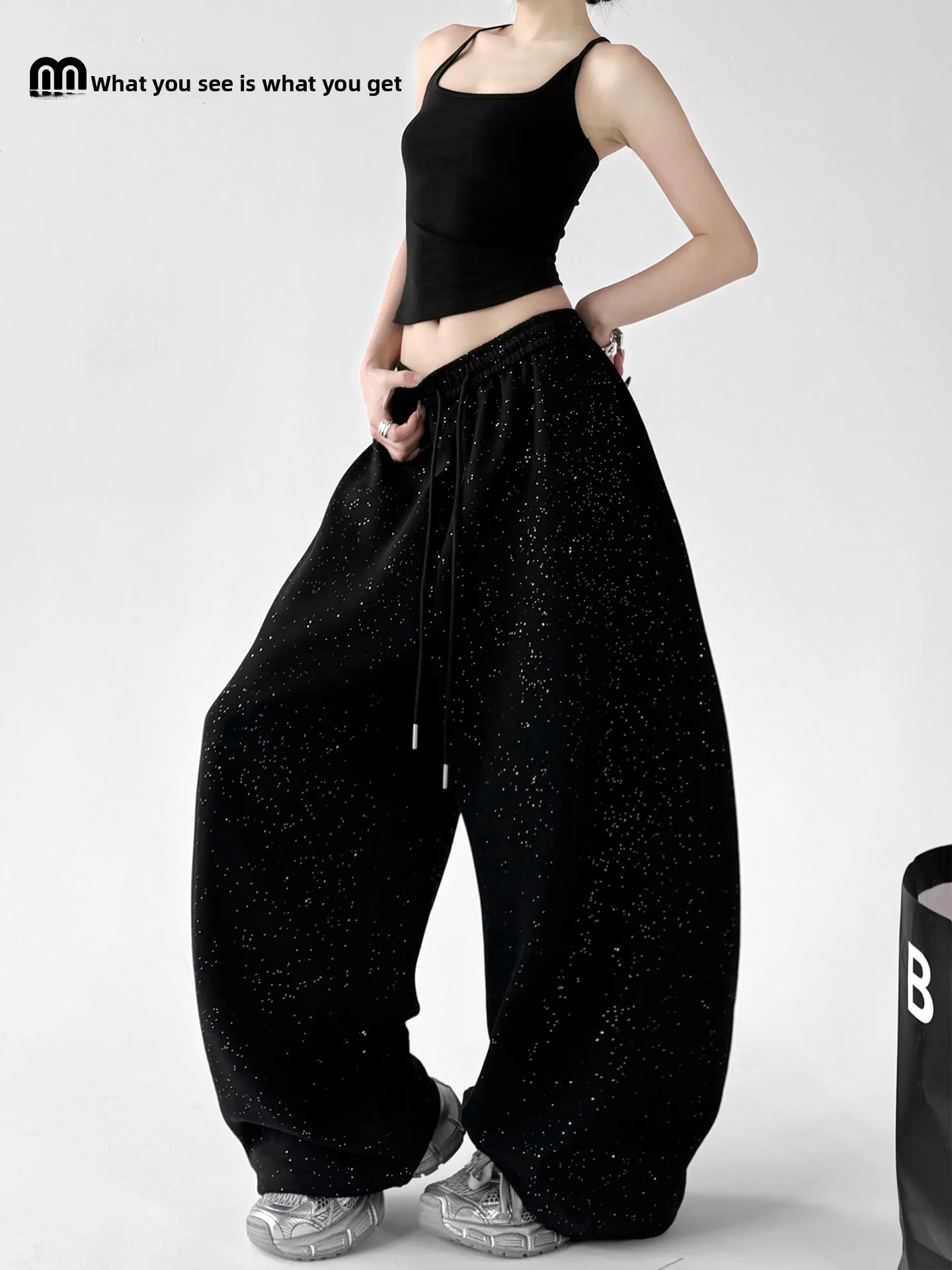 

Женские широкие брюки Bla с высокой талией, свободные, струящиеся, стройнящие, повседневные, весна 2026, модные, новые, удобные, хлопковые