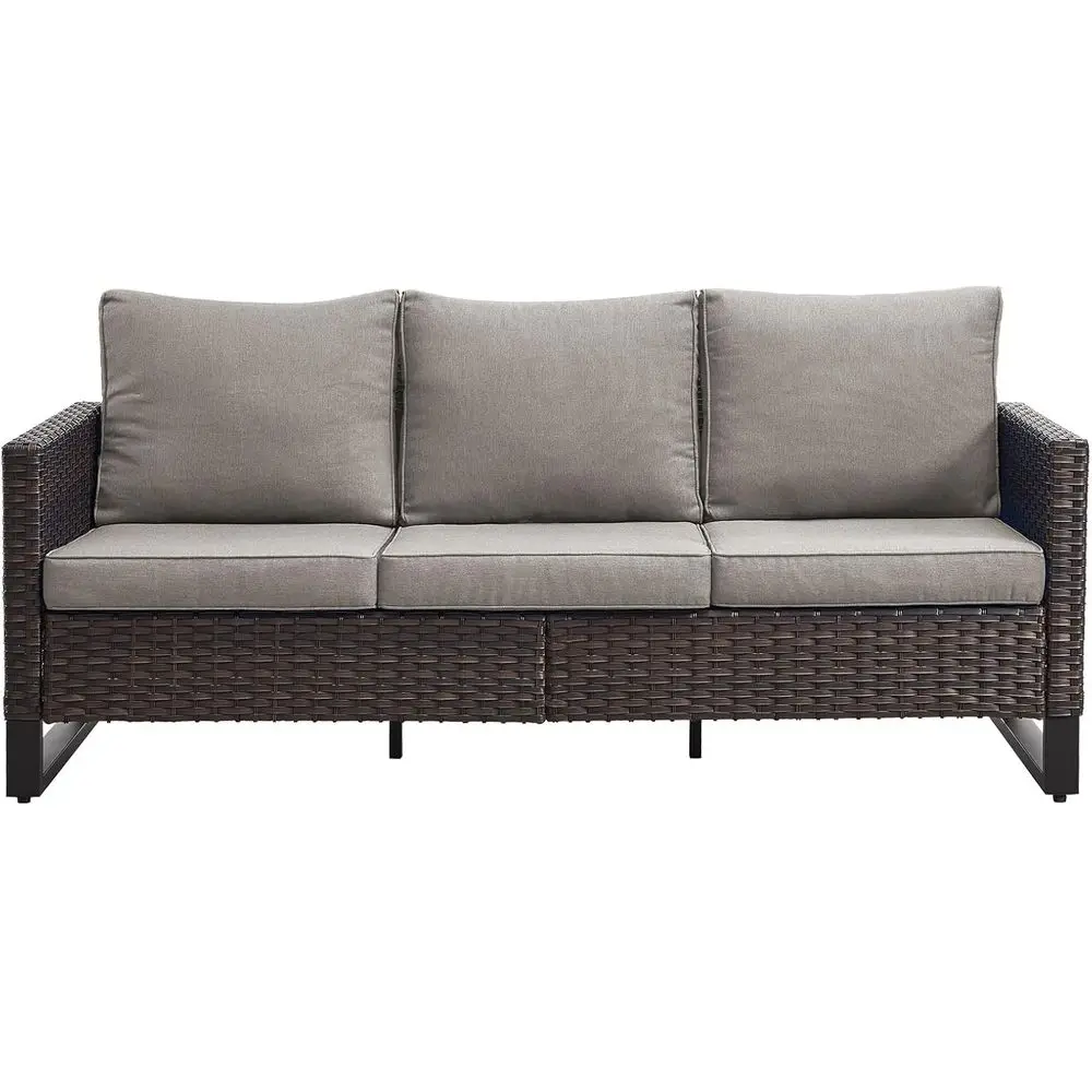 

Deep Seating High Back Wicker 3-Seater Patio Sofa, 800lbs Weight Capacity, Rust-Resistant, Brown