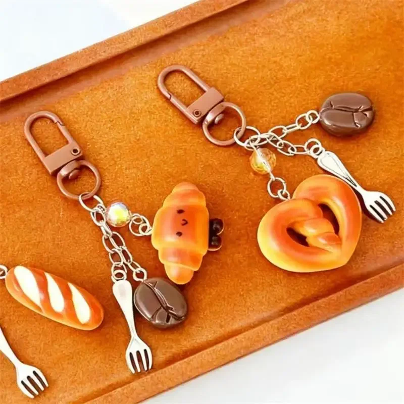 2 قطعة الإبداعية ويتي لاي الخبز الرغيف الفرنسي الكرواسون حقيبة سحر ظهره الحلي كيرينغ قلادة اكسسوارات هدية #3