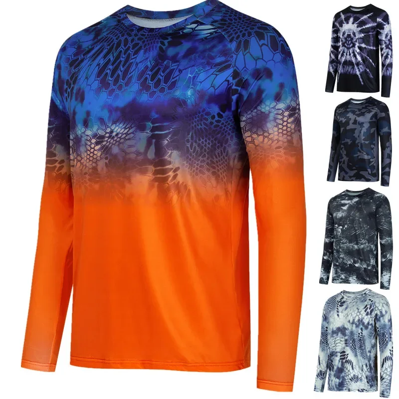 

New Green Skeleton Men's Long Sleeve T-shirt Fishing Shirt Outdoor Sunscreen Sweatwicking Quick Drying Men's Fishing Top