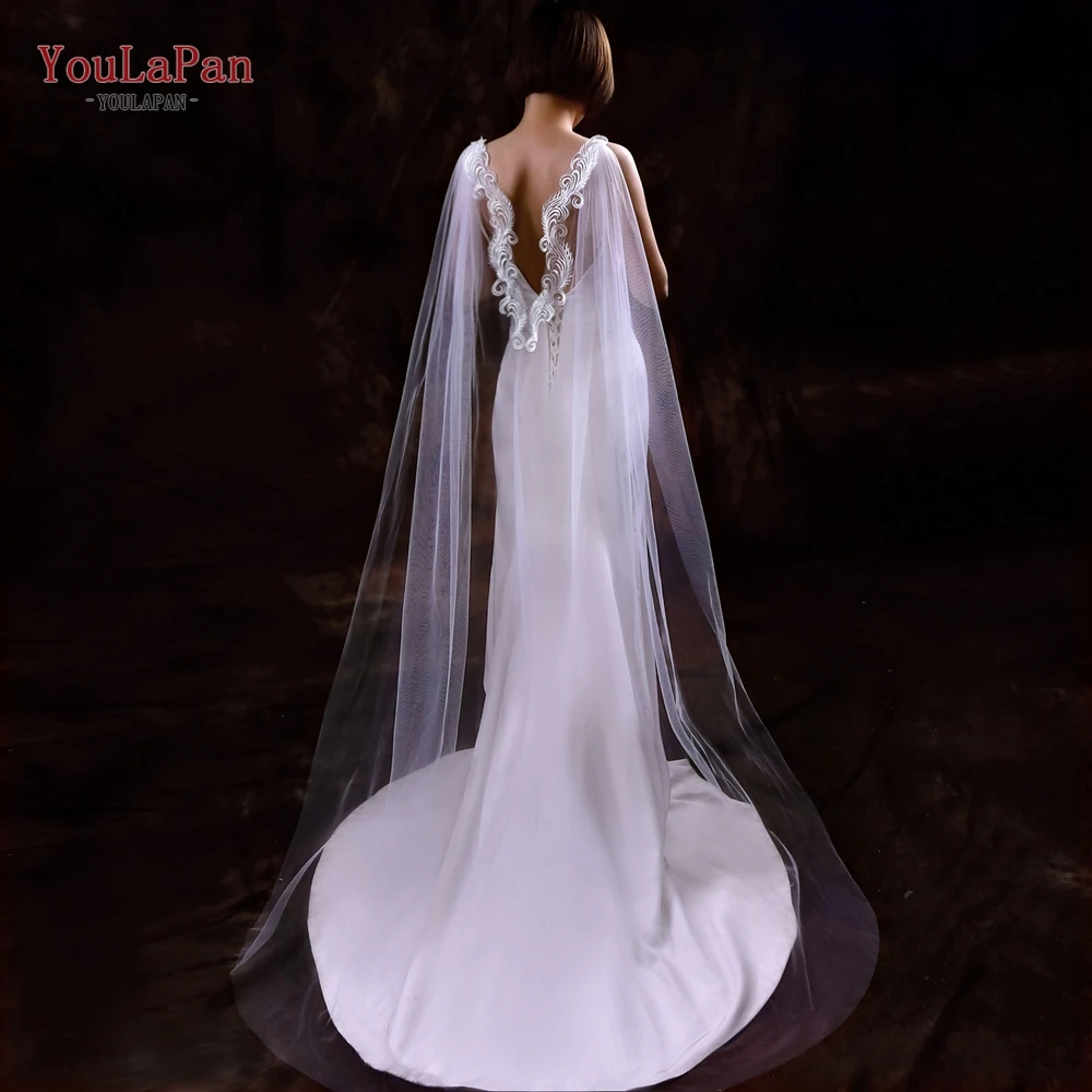 

Youlapan VG85 Long Wedding Shawl Cape Veil Bridal Wedding Cloak Cathedral Drop Veil with Lace Trim Ladies Party DIY Boleros