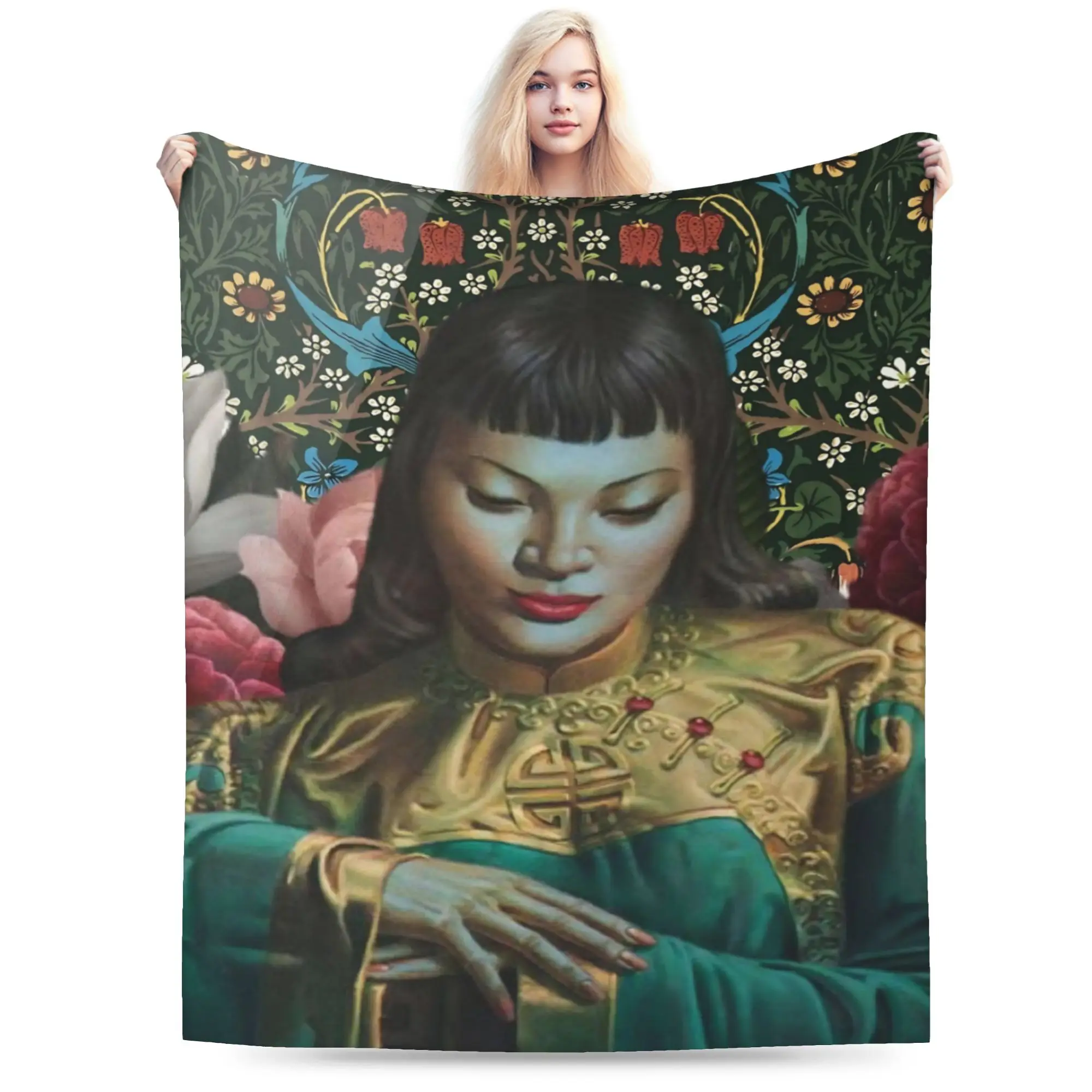 New Arrival Miss Wong Vladimir Tretchikoff  Blanket Super Soft Flannel  Cozy Throw Blanket Machine Washable