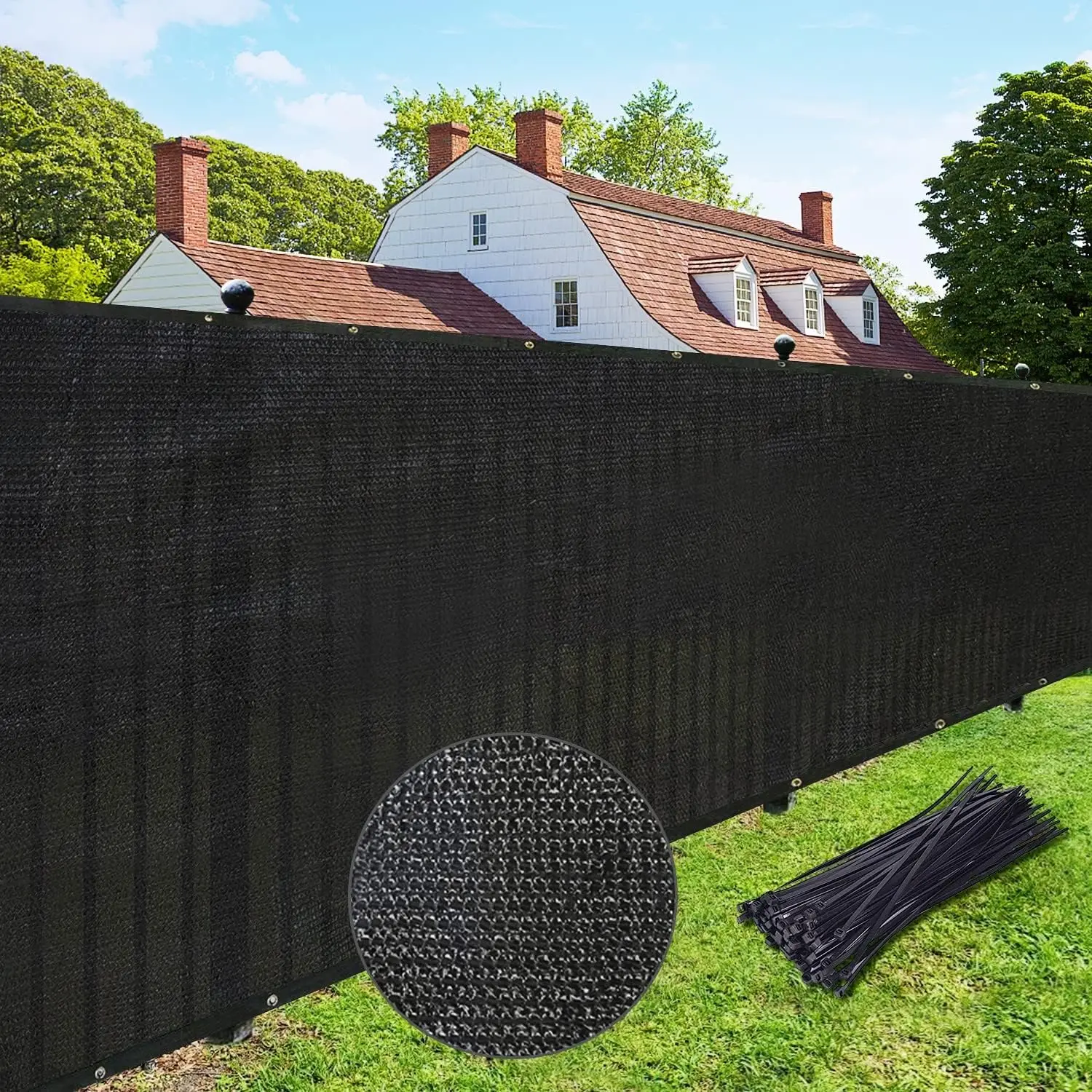 

8'x10' Black Outdoor Privacy Fence Screen with 90% Visibility Blockage, Durable Mesh Shade Cover for Backyard and Balcony