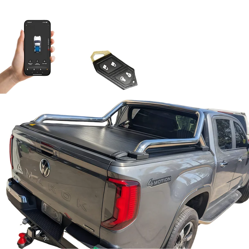 

Matte Black Aluminium Tonneau Roller Covers for Amarok Electric Operation with Locking Function Hard Lid