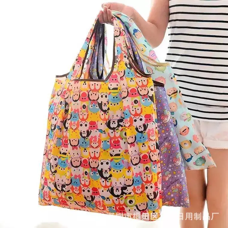 Borsa della spesa pieghevole del fumetto di Sanrio Hello Kitty Melody Kuromi Cinnamon Dog Anime Print Handbag portatile essenziale per i viaggi