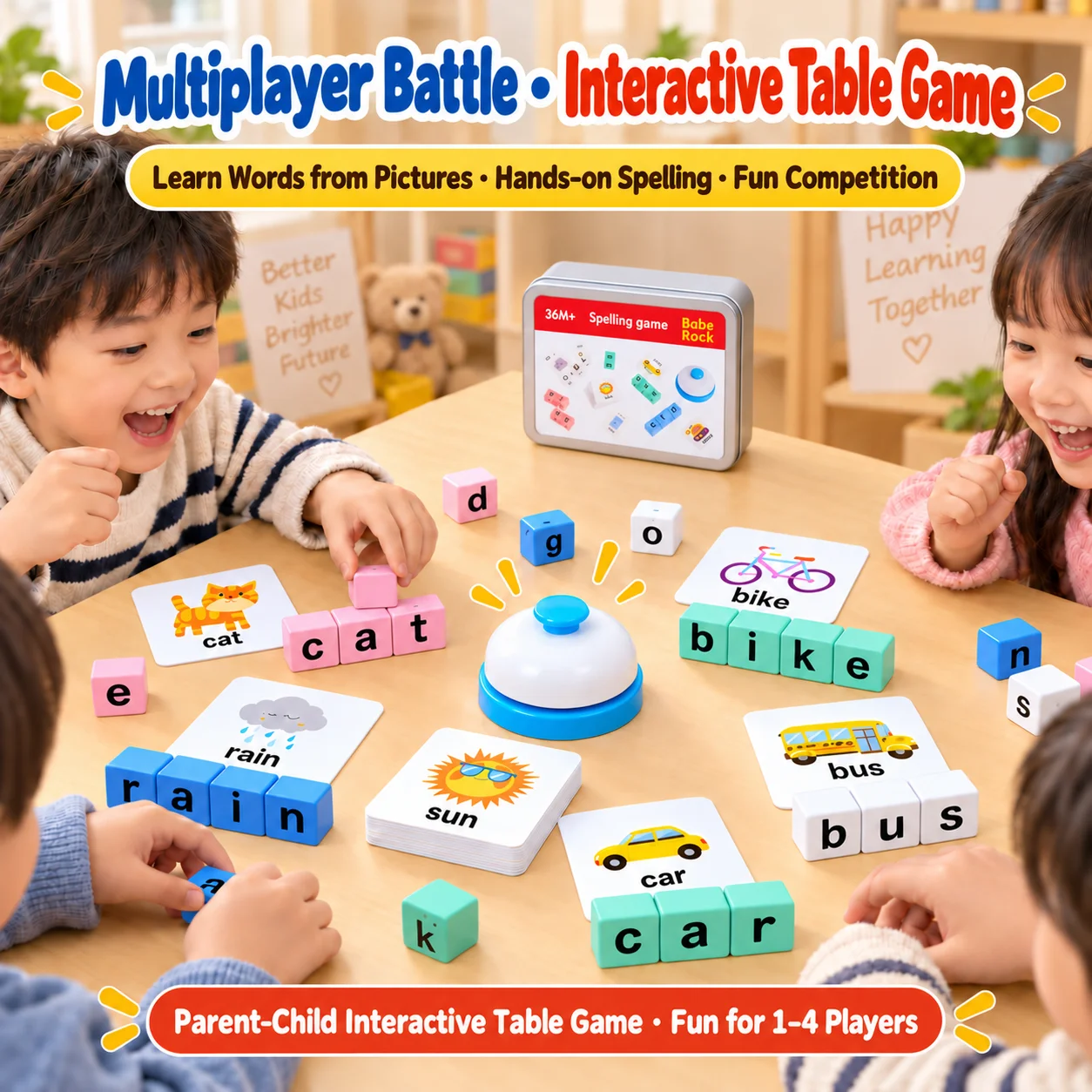 Montessori Wooden Spell Word Toy Letter Cognitive Challenge Memory English Word Game Early Learning Educational Toy For Children