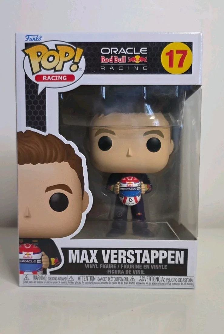 FUNKO POP Racing Formula 1 Oracle Red Bull Racing Max Verstappen Holding Helmet #17 4 Inch Vinyl Figure Collectible Model