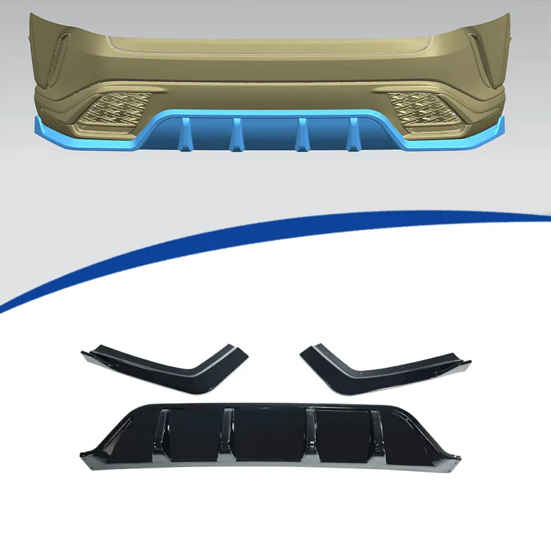 3PCS 2023 To Up For Lexus RX500h Fsport Style Rear LED Light Bumper Lip Diffuser Splitter Spoiler Cover By Gloss Black Body Kit