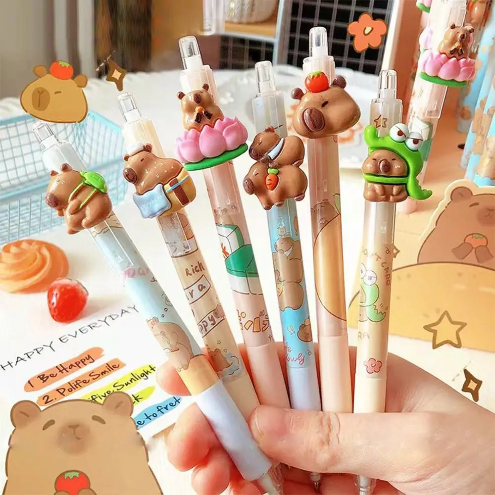 Stationery Kawaii Capybara Gel Pen Cartoon Blue Ink Erasable Pen 0.5mm ST Nib Cute Writing Pen Students