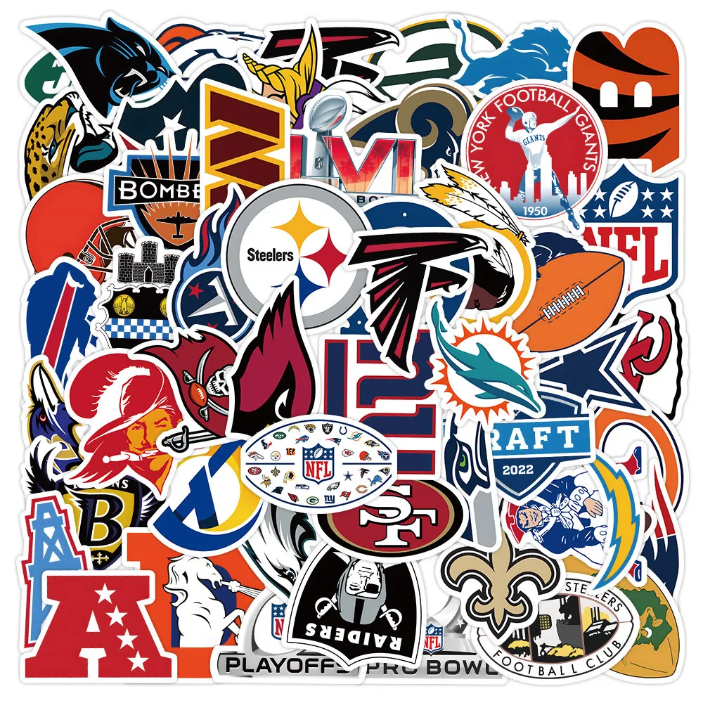 

10/50PCS NFL Rugby American Football Clipart Stickers DIY Decal For Laptop Guitar Luggage Decorative Bottles Graffiti Waterproof