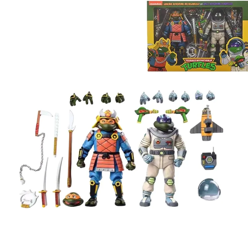 NECA Anime Figure Teenage Mutant Ninja Turtles SAMURAI ADVENTURE MICHELANGELO and SPACE ADVENTURE DONATELLO Toys for Kids Gift