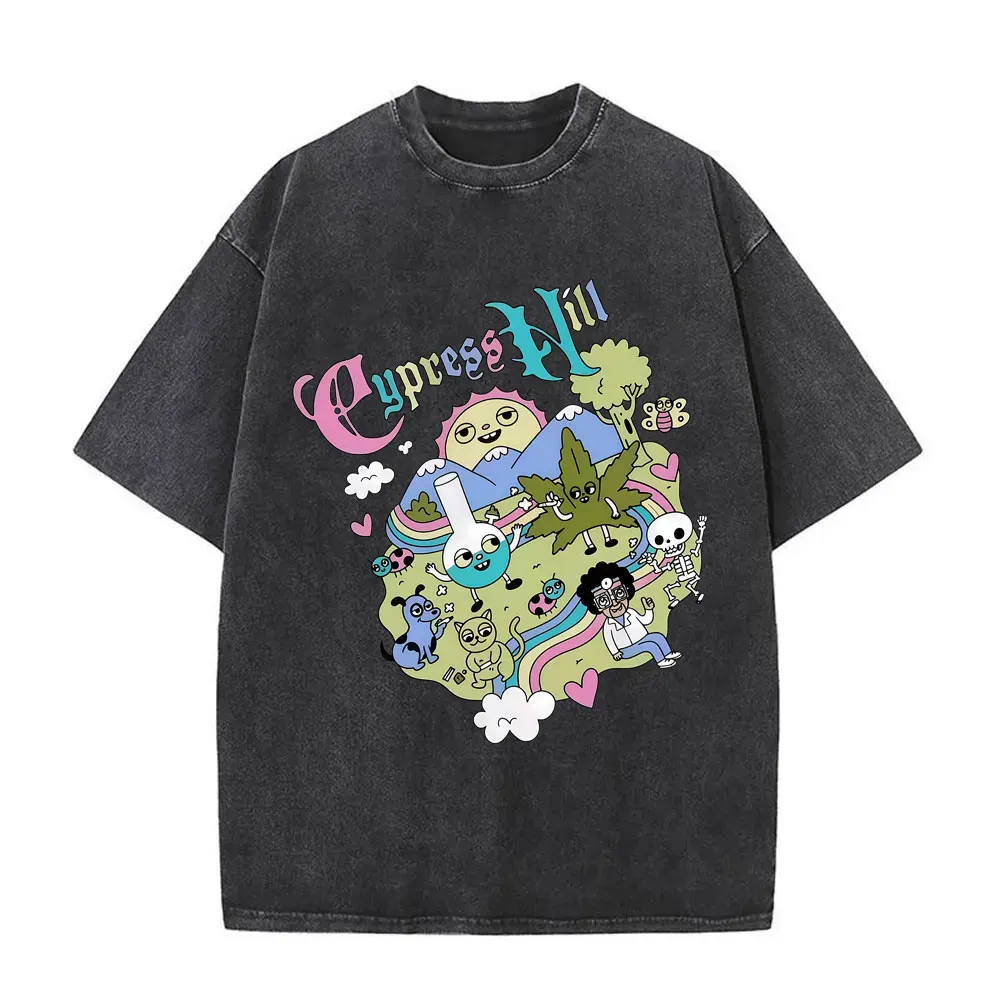 

Washed Vintage Rapper Cypress Hill Cartoon Funny Style Graphic T Shirt Men Women Hip Hop Fashion Oversized T-shirts Streetwear