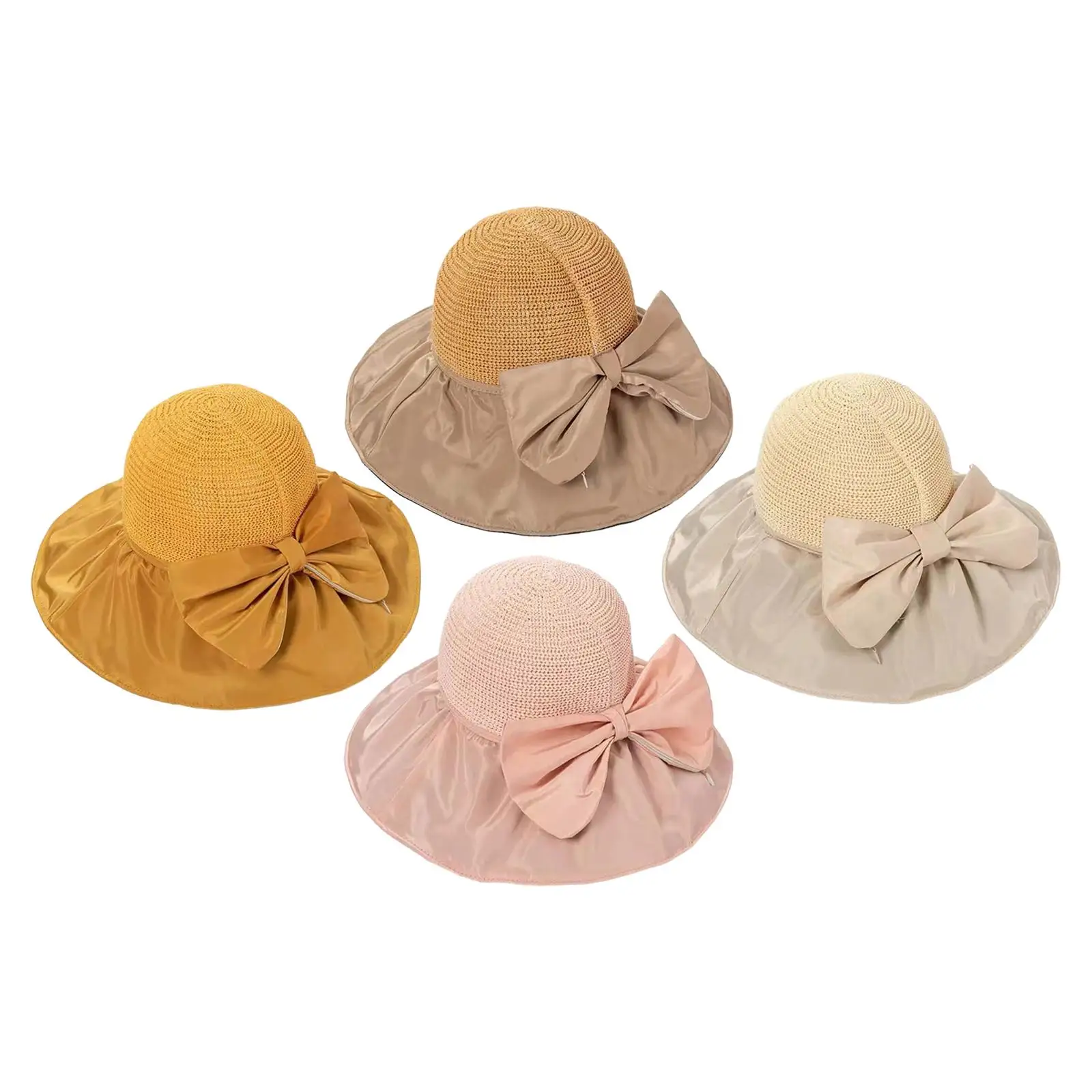 قبعة شمس نسائية بحافة واسعة، قبعة دلو للشاطئ مرنة قابلة للتنفس، كاجوال خفيفة الوزن