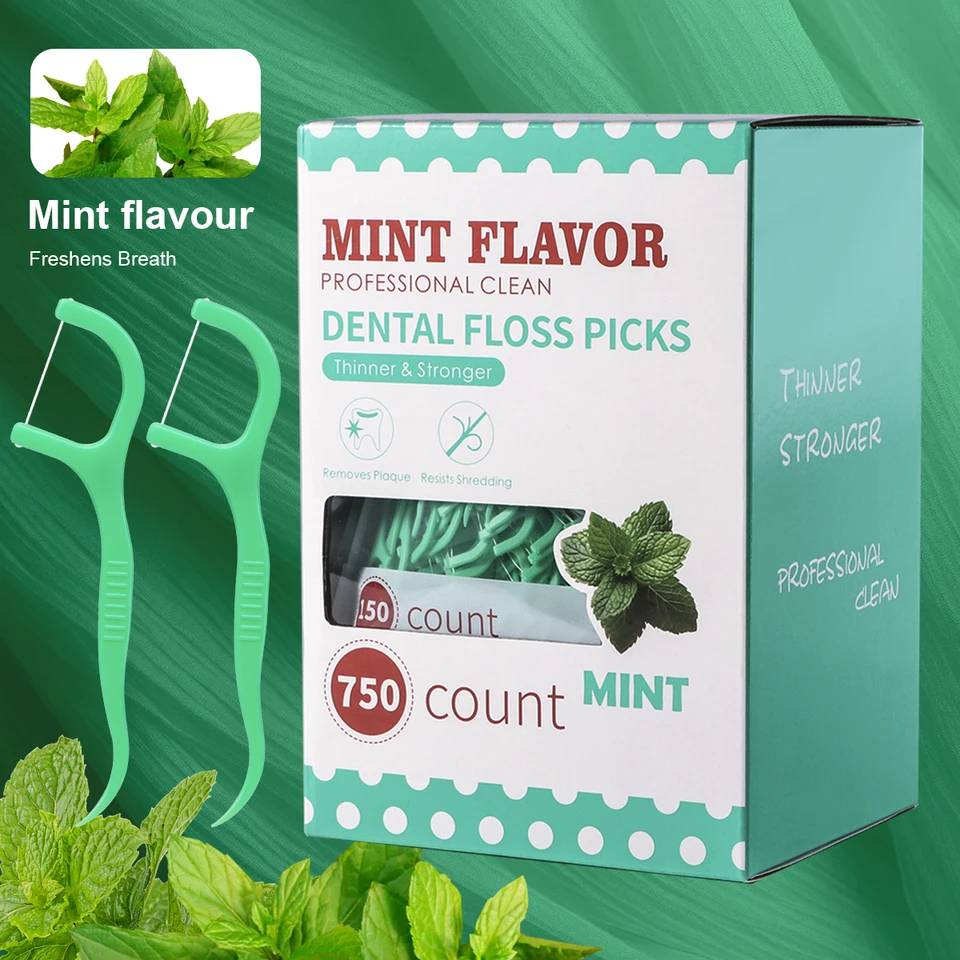 Palillo de Hilo Dental con Sabor a Menta - Cuidado Bucal Portátil Desechable para el Hogar - Limpieza Profunda - Limpieza Interdental PR