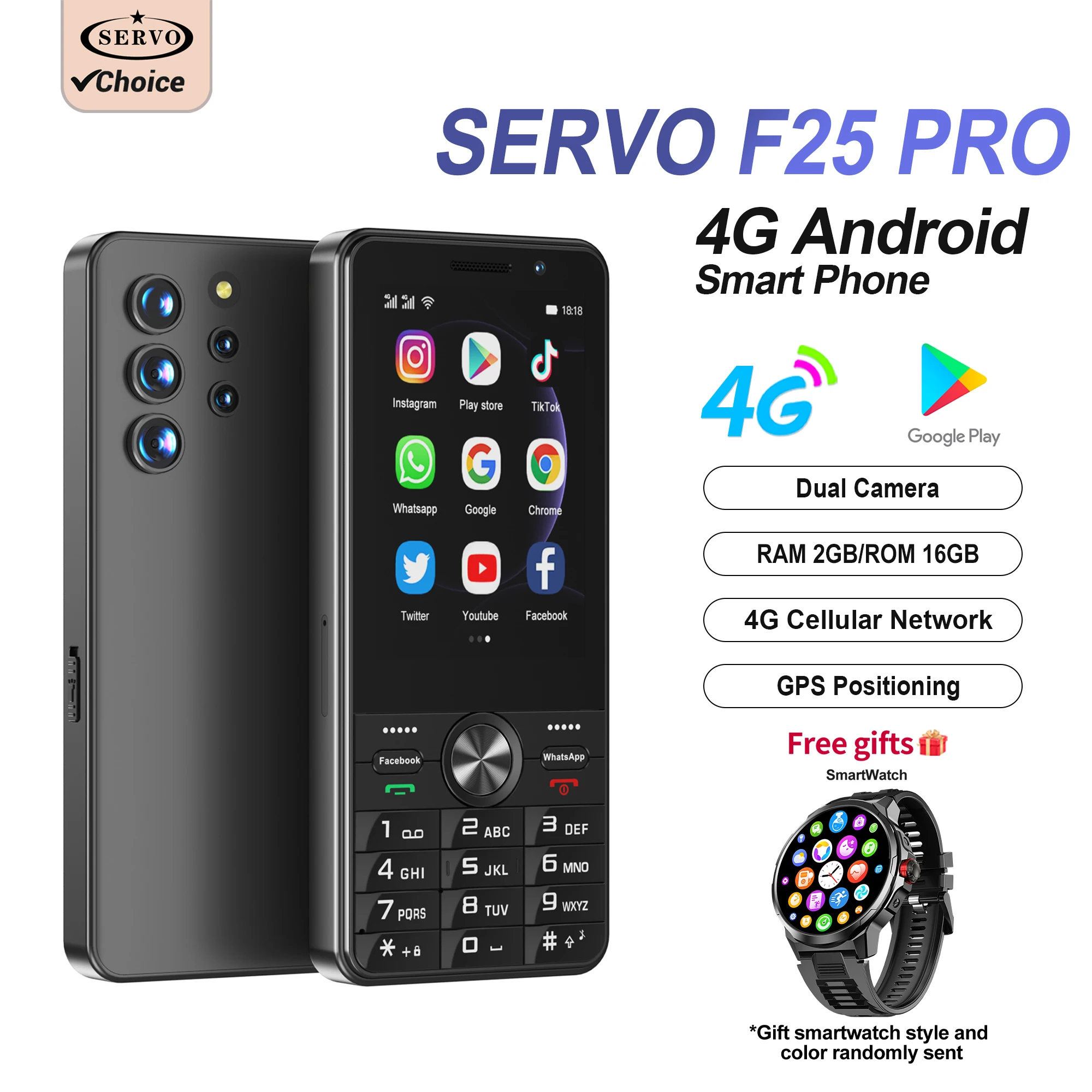 NEW SERVO F25 PRO 4G LTE Smart Phone Android System 2 SIM Cards 3.5 inch Display WiFi GPS 2GB 16GB Play Store Smartphone 2500mAh