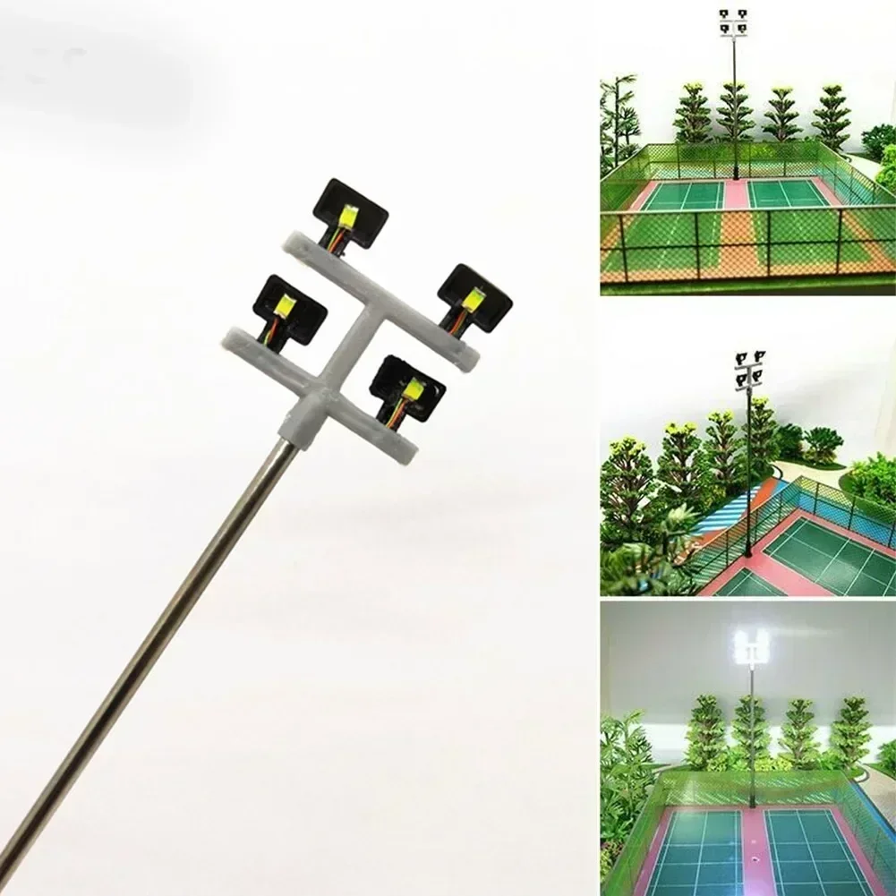 8Pcs Model Railway 1:87 HO OO Scale Plaza Lamps LED Street Light Stadium Lights Train Garden Playground Stadium Overhead Lights
