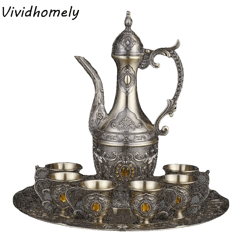 Home Decoration Luxury Turkish Tea Set Multifunctional Metal Teapot Kit European Style Decorative Coffee Pot Set Party