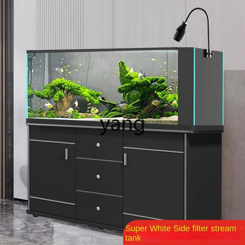 CX Living Room Home Ecological Change Water Ultra-White Glass Side Filter Stream Cylinder with Base Cabinet