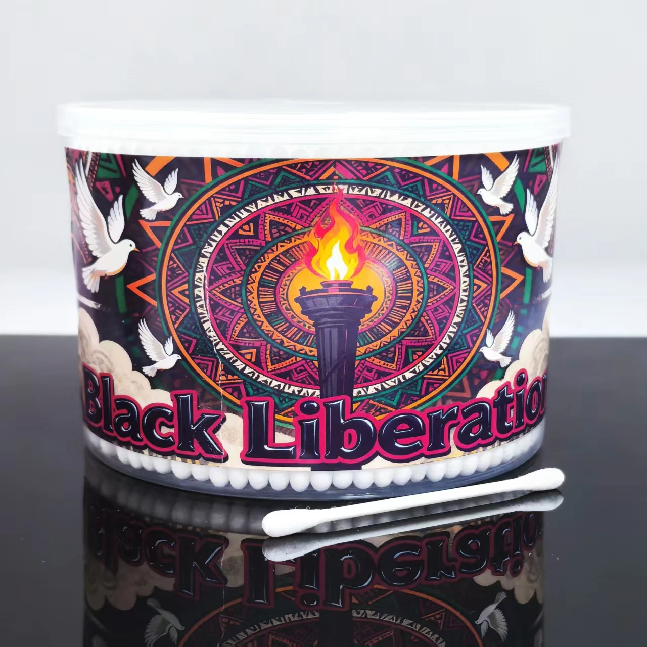 500 قطعة/1000 قطعة مسحات قطنية مزدوجة الأطراف ذات طابع Juneteenth، مسحات قطنية لتنظيف المنزل اليومي