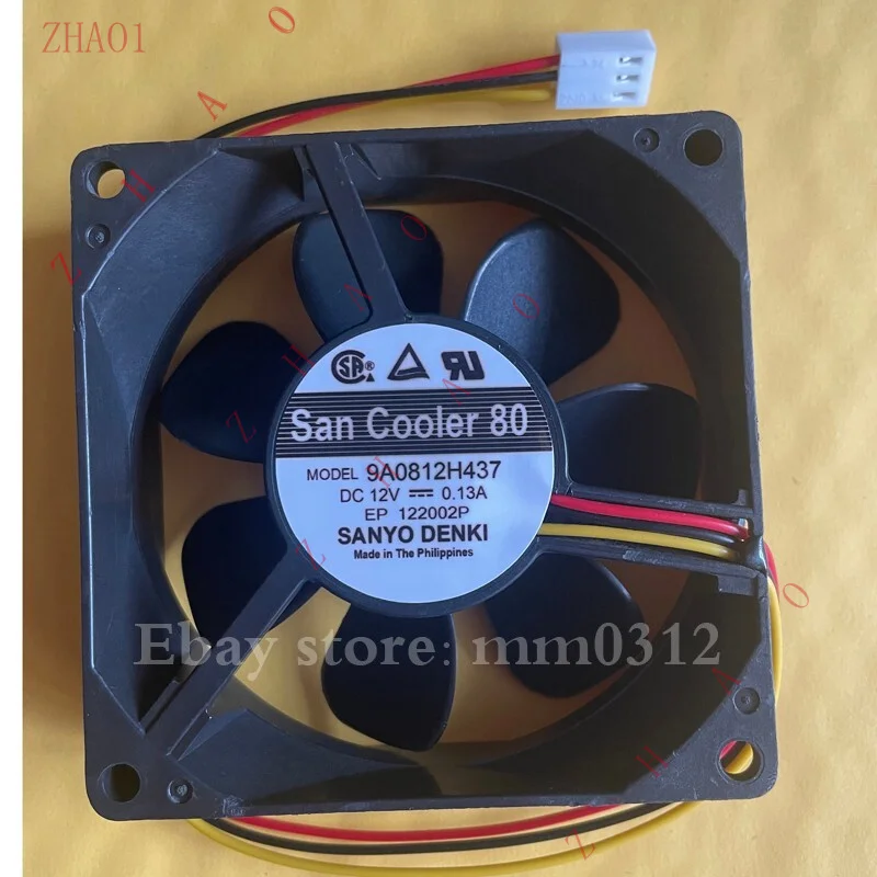 Z   for San Cooler 80 9A0812H437 12V 0.13A 8cm 8025 3-wire chassis cooling fan