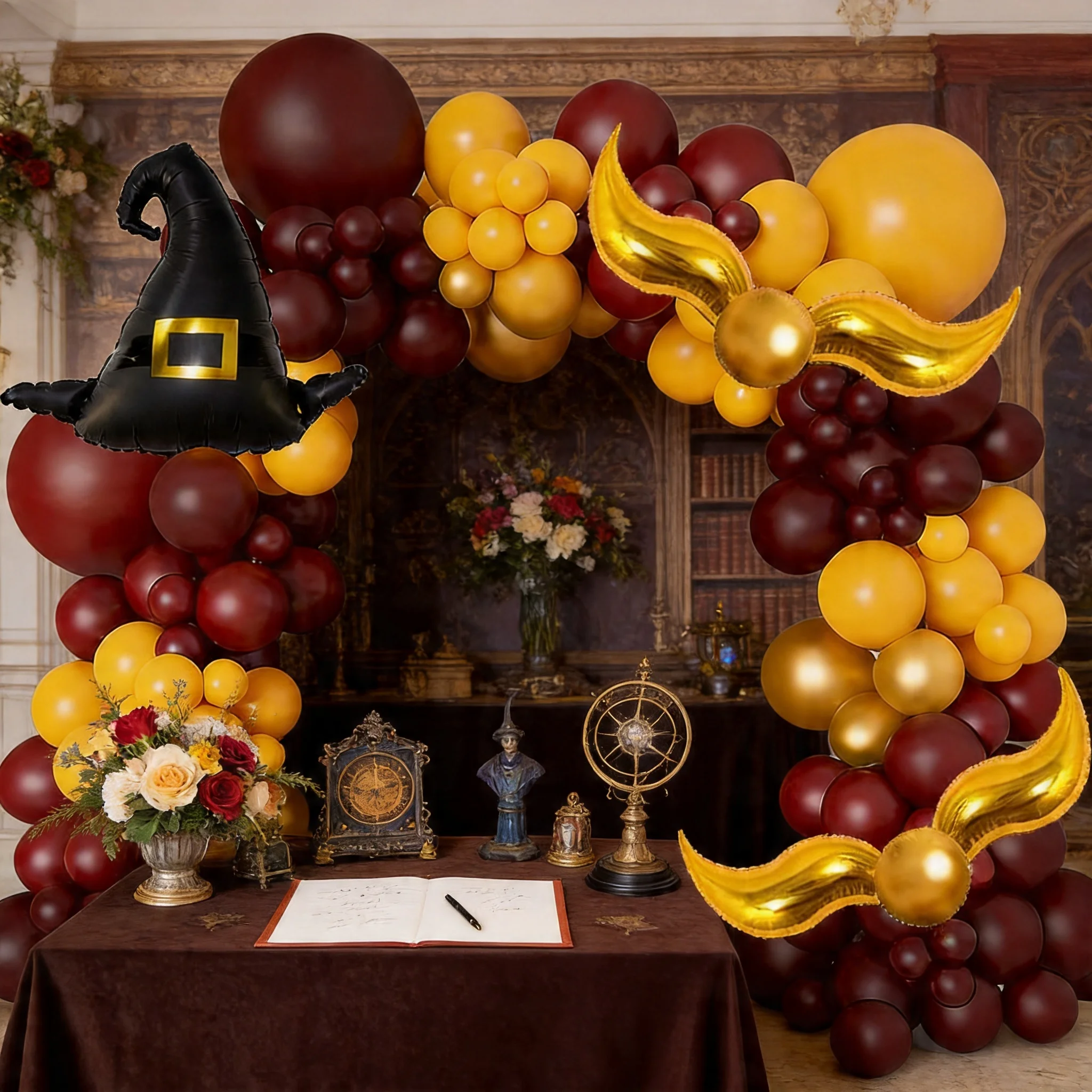 105-teiliges Ballongirlanden-Set im Magic Academy-Stil, Kaffee-Gold Zaubererhut-Ballonkette, Geburtstagsparty-Dekorationsballons – Detail 8