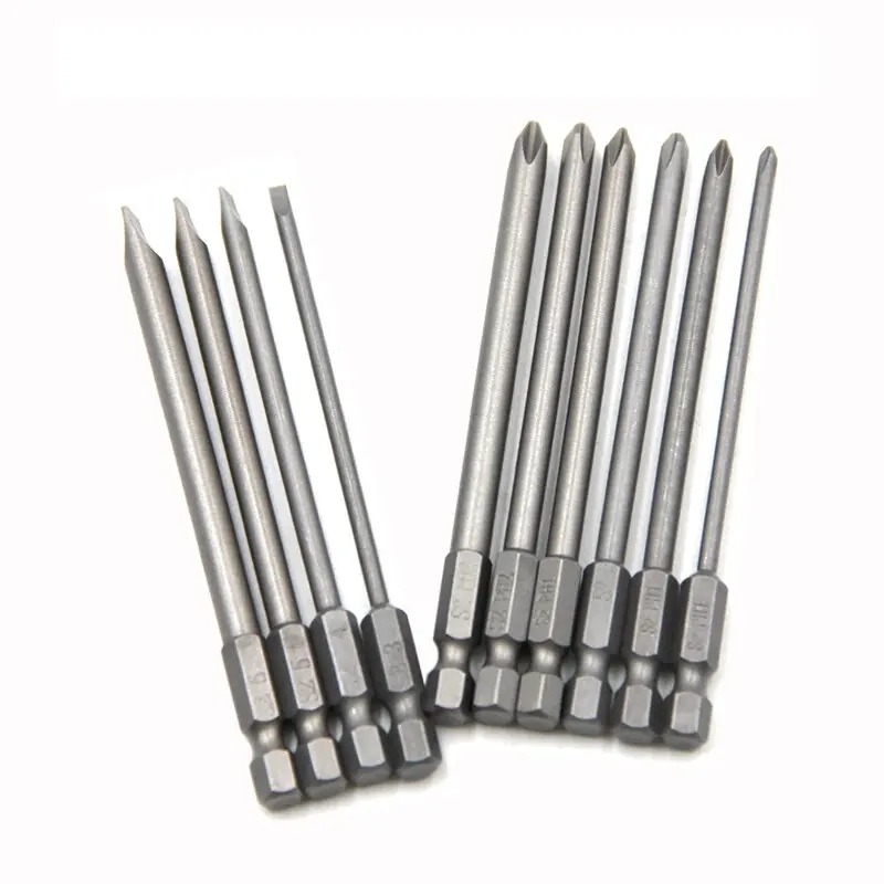 10pc Cross 100mm Hexagonal Handle Screwdriver Set Magnetic Straight Extended Screwdriver Electric Tool Accessories