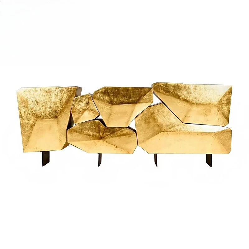 

Art solid wood dining side cabinet, villa home designer style, irregular creative storage cabinet