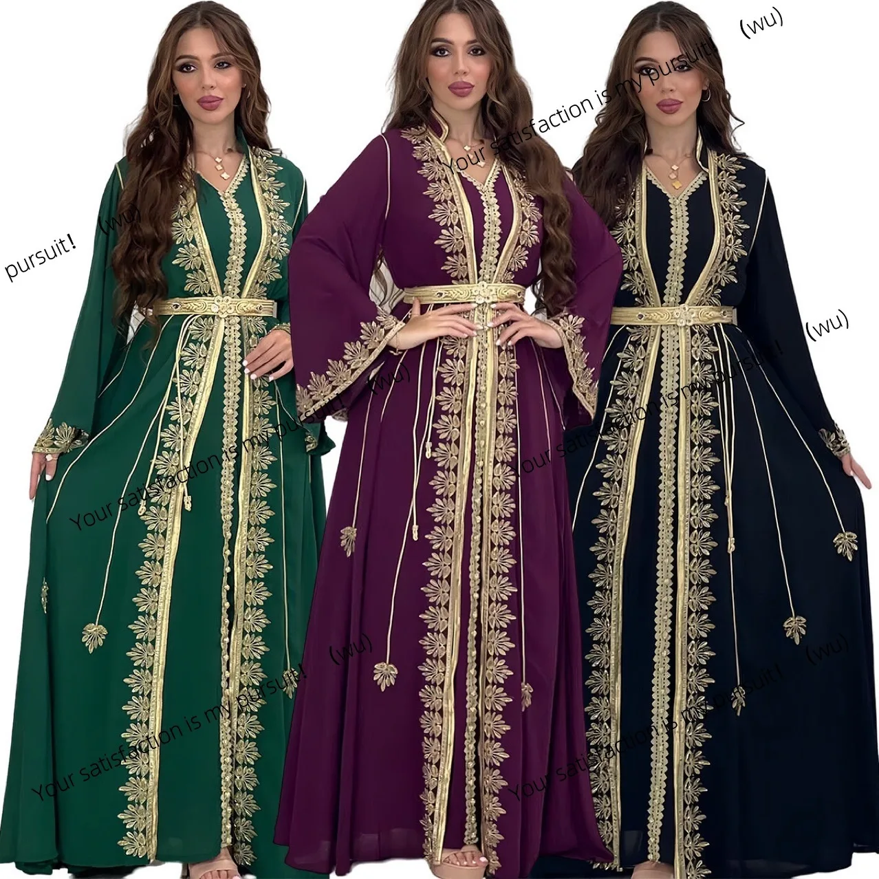 Große Größe Damen Robe Mode Stickerei Langarm Rock Damen Kleidung Kleidung Herbst