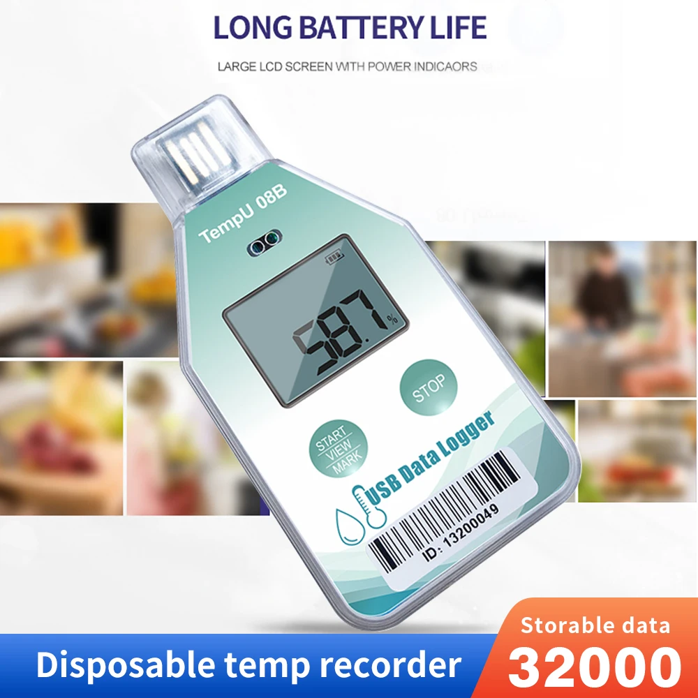 Registrador de datos de temperatura USB, alarma, termómetro, probador, informe PDF para laboratorio, cadena fría refrigerada, grabadora de alta precisión
