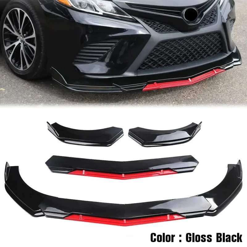 

5 pcs universal car front bumper lip body kit spoiler canard splitter diffuser carbon fiber front bumper cover lip front spoiler