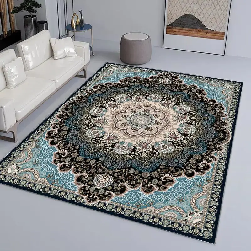 VIKAMA Vintage Persian Area Rug, Ethnic Floral Non-Slip Living Room Rug, Bedroom Floor Decor Mat, Home Decor
