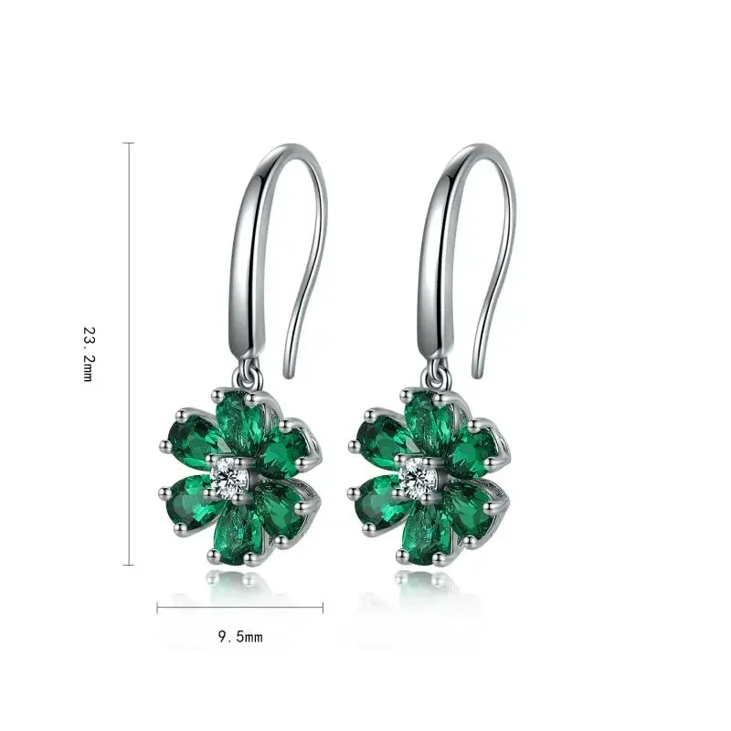 RUIF 2024 Hot Sale S925 Silve Main Stone 1.345ct Earrings Flower Shape Lad Grown Emeral  Classic Style