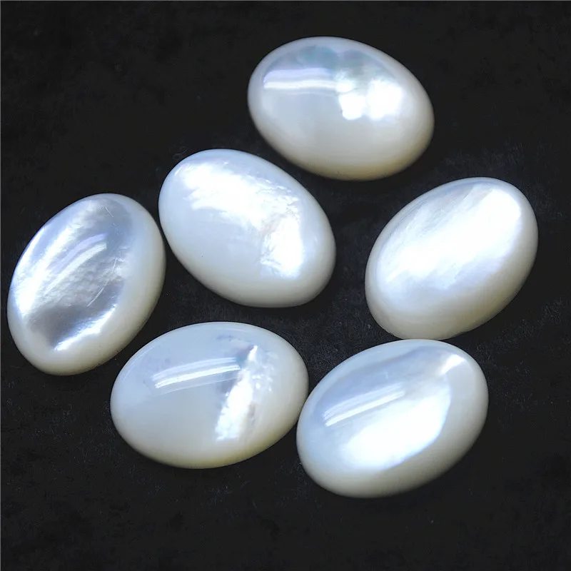 4PCS Natural WhIte Saltwater Shell Cabochons Oval Shape No Hole 10X14MM 13X18MM DIY Jewelry Accessories New Arrivals