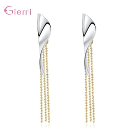 Exquisite New Fashion Long Tassel Dangle Earring Authentic 925 Sterling Silver Jewelry Lovely Woman Girls Party Accessories