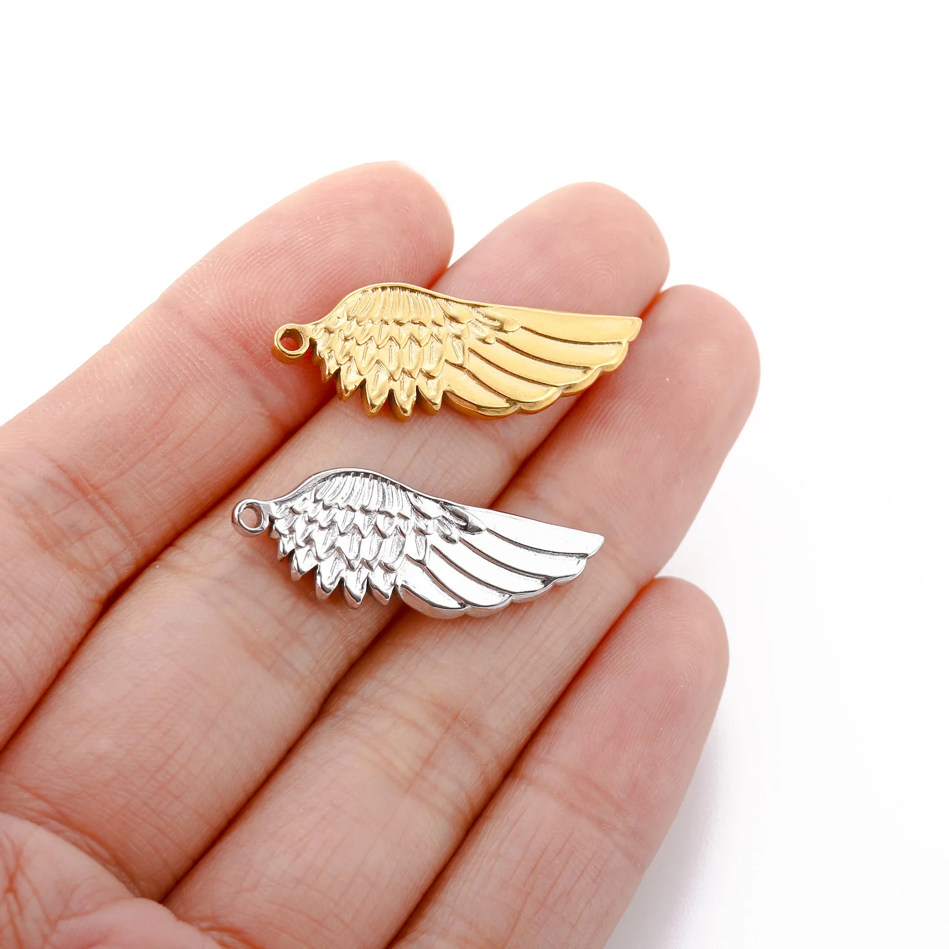 3pcs/lot Angel Wing Charm Stainless Steel Pendant DIY Necklace Bracelet Accessorie for Jewelry Wholesale Jewelry Making Supplies