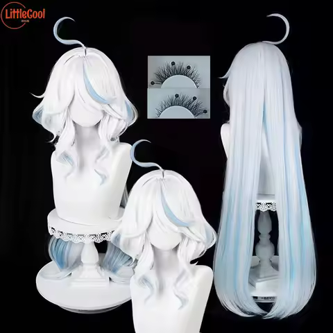 High Quality Focalors Cosplay Wig Furina Wig Short Silver White Blue Heat Resistant Synthetic Hair Anime Cosplay Wigs + Wig Cap