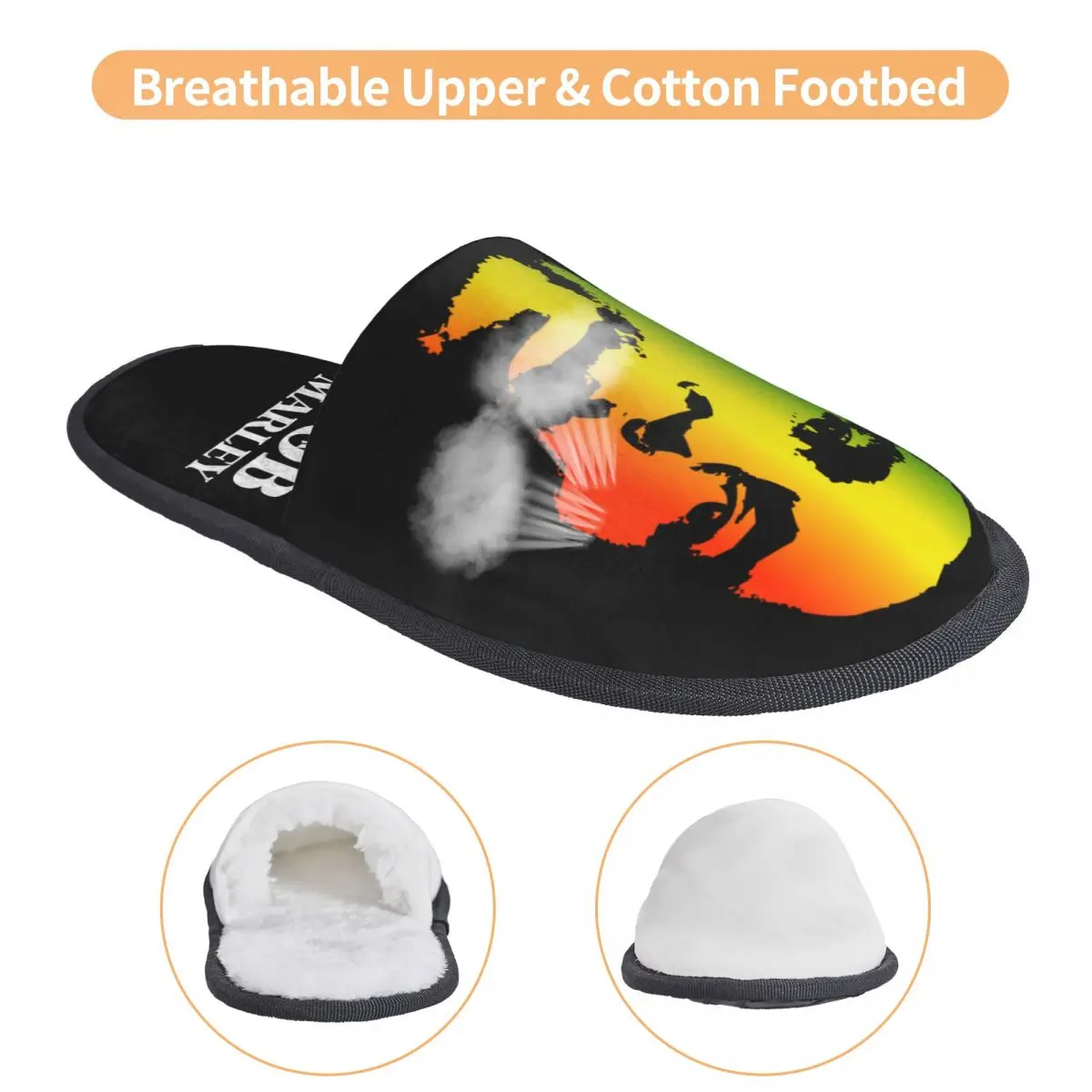 Custom Jamaica Singer Reggae Rock Bob Marley House Slippers Women Soft Memory Foam Shoes Cozy Warm Anti-skid Sole Slipper