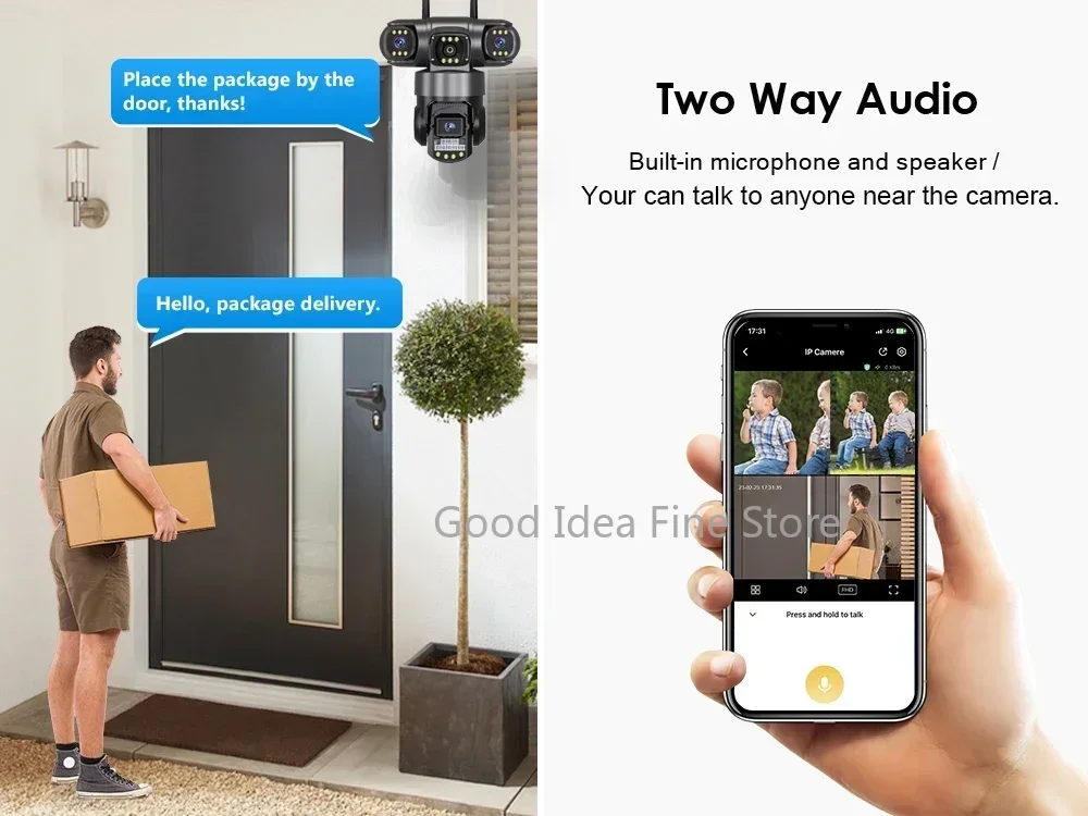 3 Lens Video Surveillance Camera Wifi Network CCTV Camera 4G SIM Card Wireless 360 Monitor Outdoor Waterproof Security Cameras