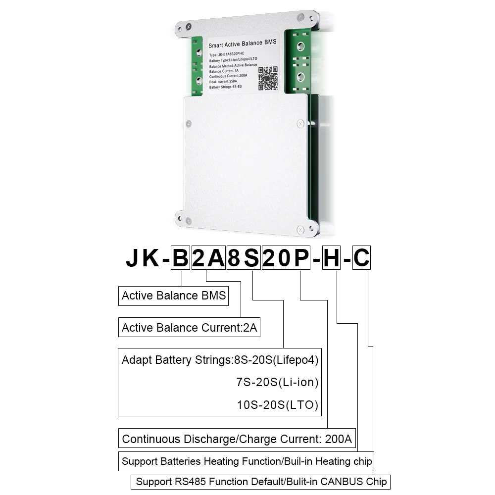 JIKONG JK BMS Active Balance BMS 60A 80A 100A 150A 200A 600A Smart BMS 8S 12S 13S 14S 16S 17S 20S 24S Lifepo4 Li-Ion Lto Batterie – Detail 2