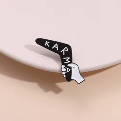 Karma Enamel Pins Buddhist Terminology Boomerang Badge Backpack Lapel Pin Creative Metal Brooches Faith Jewelry Gift For Friends