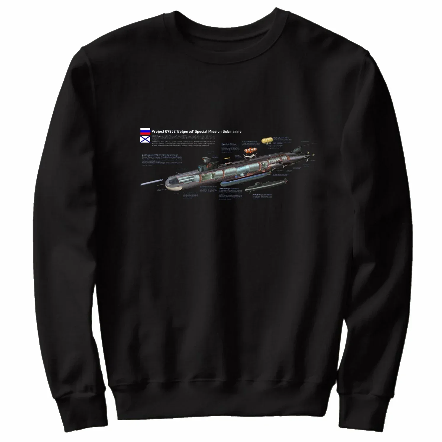 

Russian Naval K-329 Belgorod Nuclear-Powered Submarine Sweatshirts 100% Cotton Comfortable Casual Mens Clothing