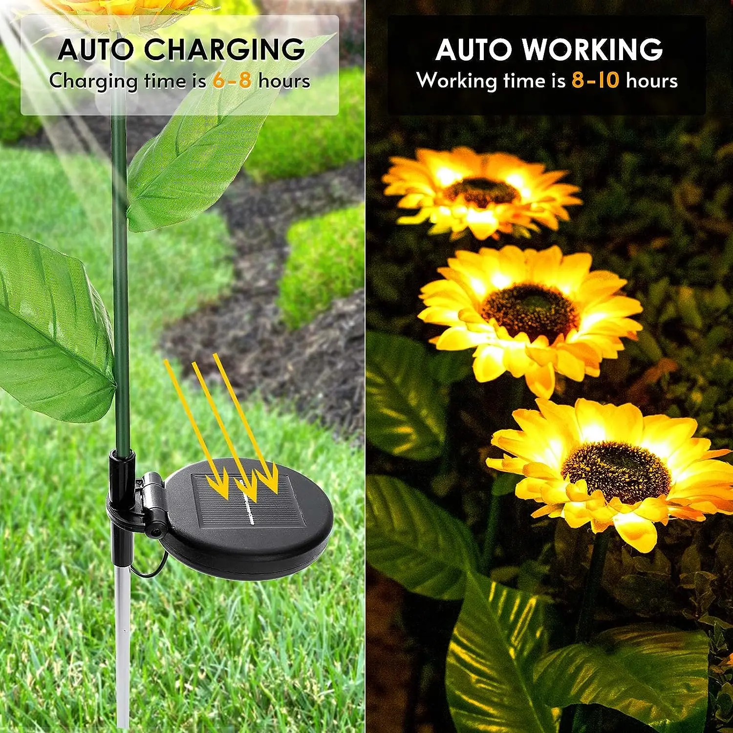 Solar Powered Led Outdoor Lighting Sunflower Christmas Decoration Waterproof Outdoor Solar Led Garden Lights for Home Garden