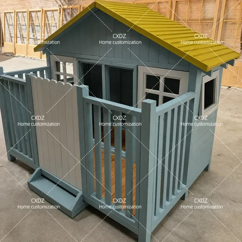 Outdoor All Solid Wood Dog House Rainproof Warm Kennel for Large Medium Dogs Multi Dog Villa All Season Pet Shelter