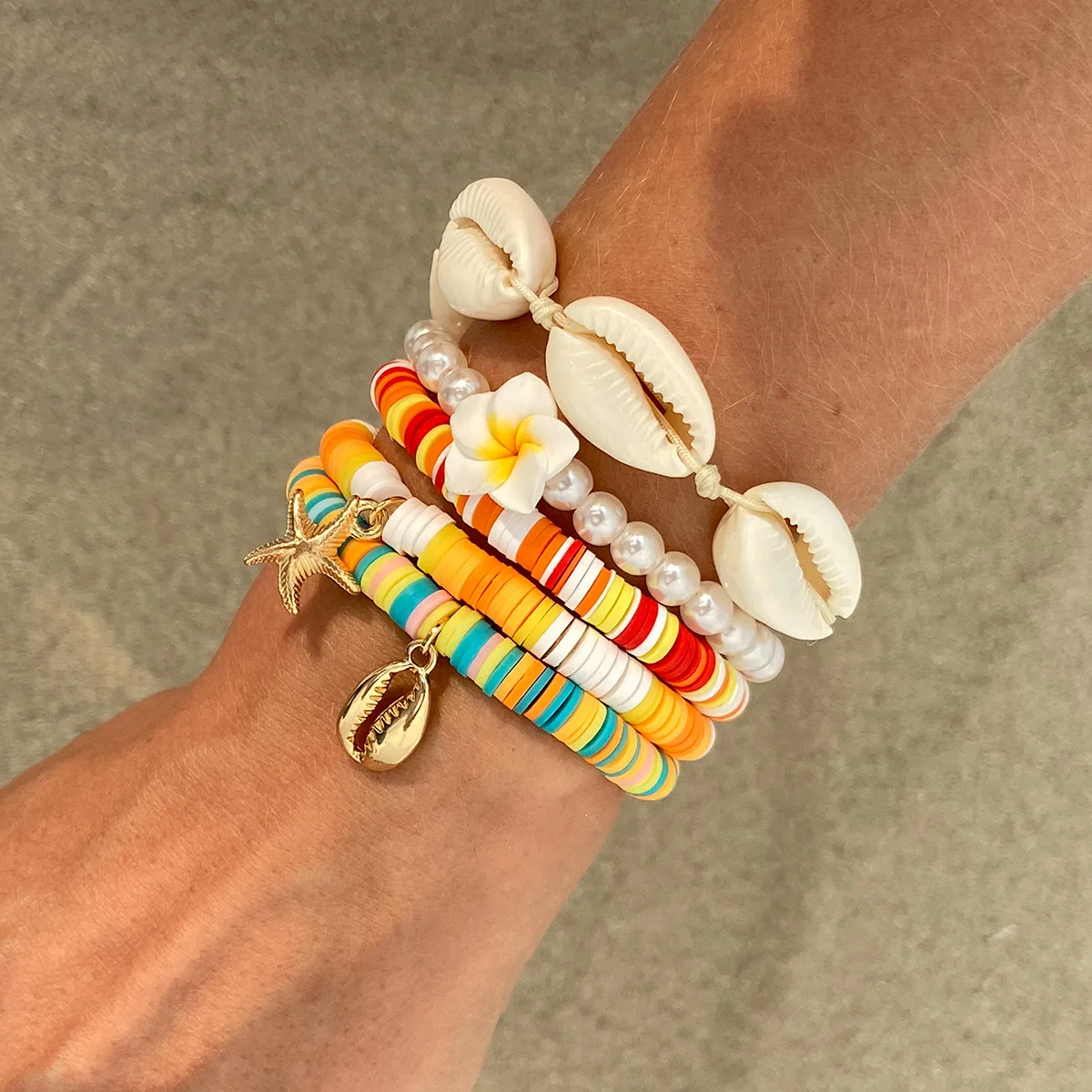 

NEW Ocean Wind Bead Bracelet European American Unique and Niche Style Beach Vacation Leisure Bracelet Shell Sea Star Bracelet