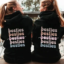 Besties Women Casual Hoodies Autumn Zip Up Oversized Sweatshirts Harajuku Long Sleeve Hooded Jackets Coat Best Friend BFF Hoodie